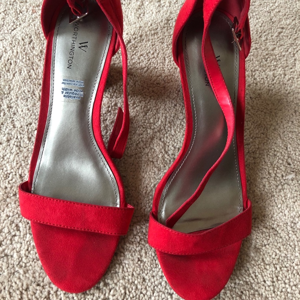 Red Suede Block Heel
